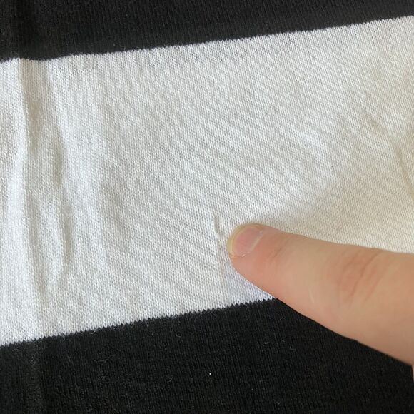 Nordstrom Charlotte Cardigan Sweater Size L Crochet Lace Stripes Twee Black Whit - Picture 4 of 11